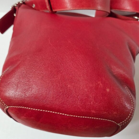 Vintage Coach Soho Legacy Duffle Red Leather Hobo Bucket Bag 9186 - Picture 12 of 16